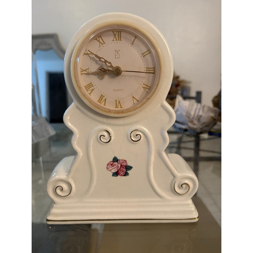 Vintage Paul Sebastian PS 1998 Limited Edition Porcelain Quartz Clock 8.5" Rose